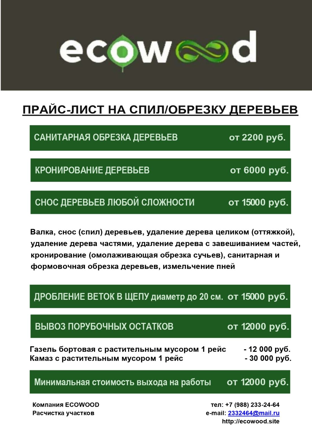 ✓ Спил деревьев в Сочи, расчистка участков, монтаж забора, вывоз мусора —  EcoWood