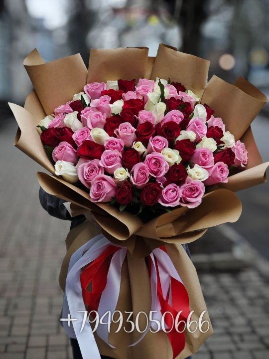 55 роз 70см
