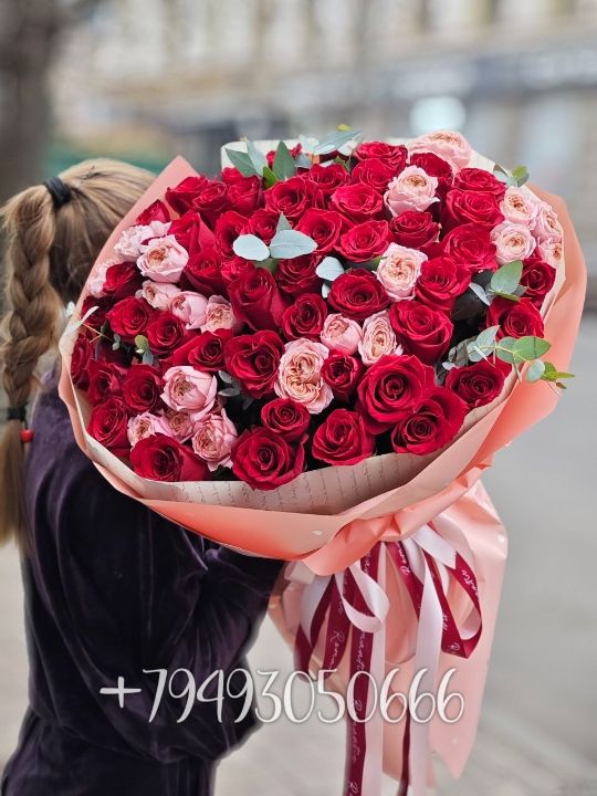 55 роз 70см