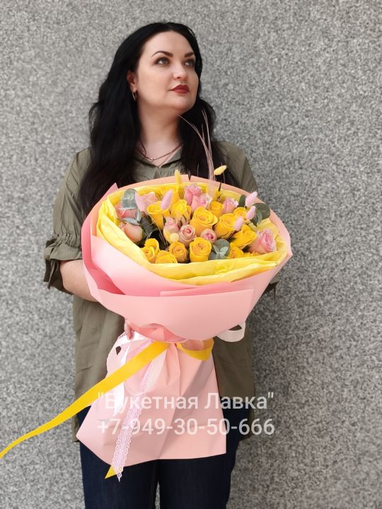 55 роз 70см